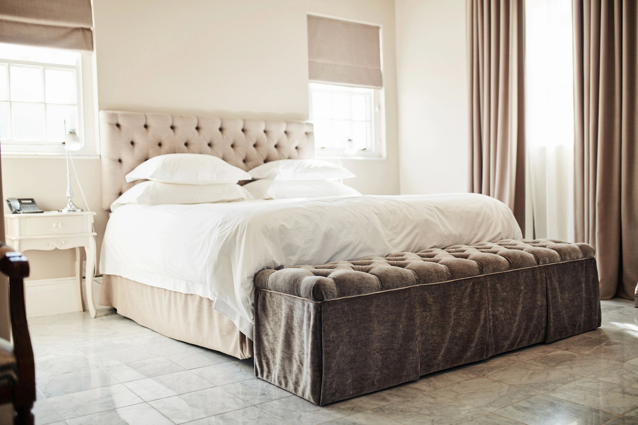 Soft neutral textile surface in a styled interior setting