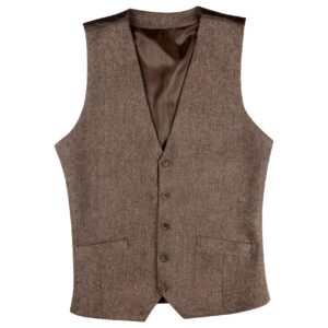 Brown Herringbone Texture Waistcoat Isolated On White Background