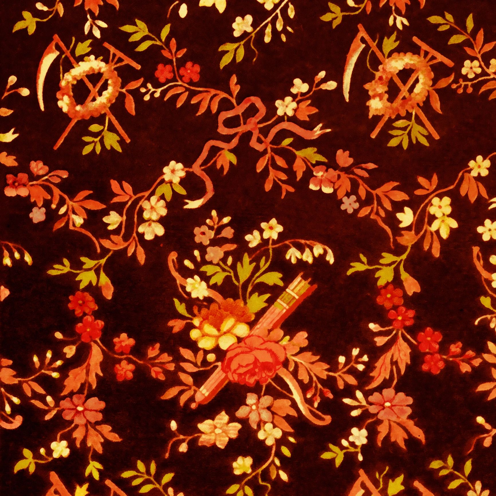 High Resolution Dark Vintage Wallpaper with Flowers