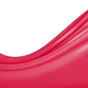 Dramatic sweep of cherry red or fuchsia fabric flowing gracefully across the bottom and right side, set against pure white background.