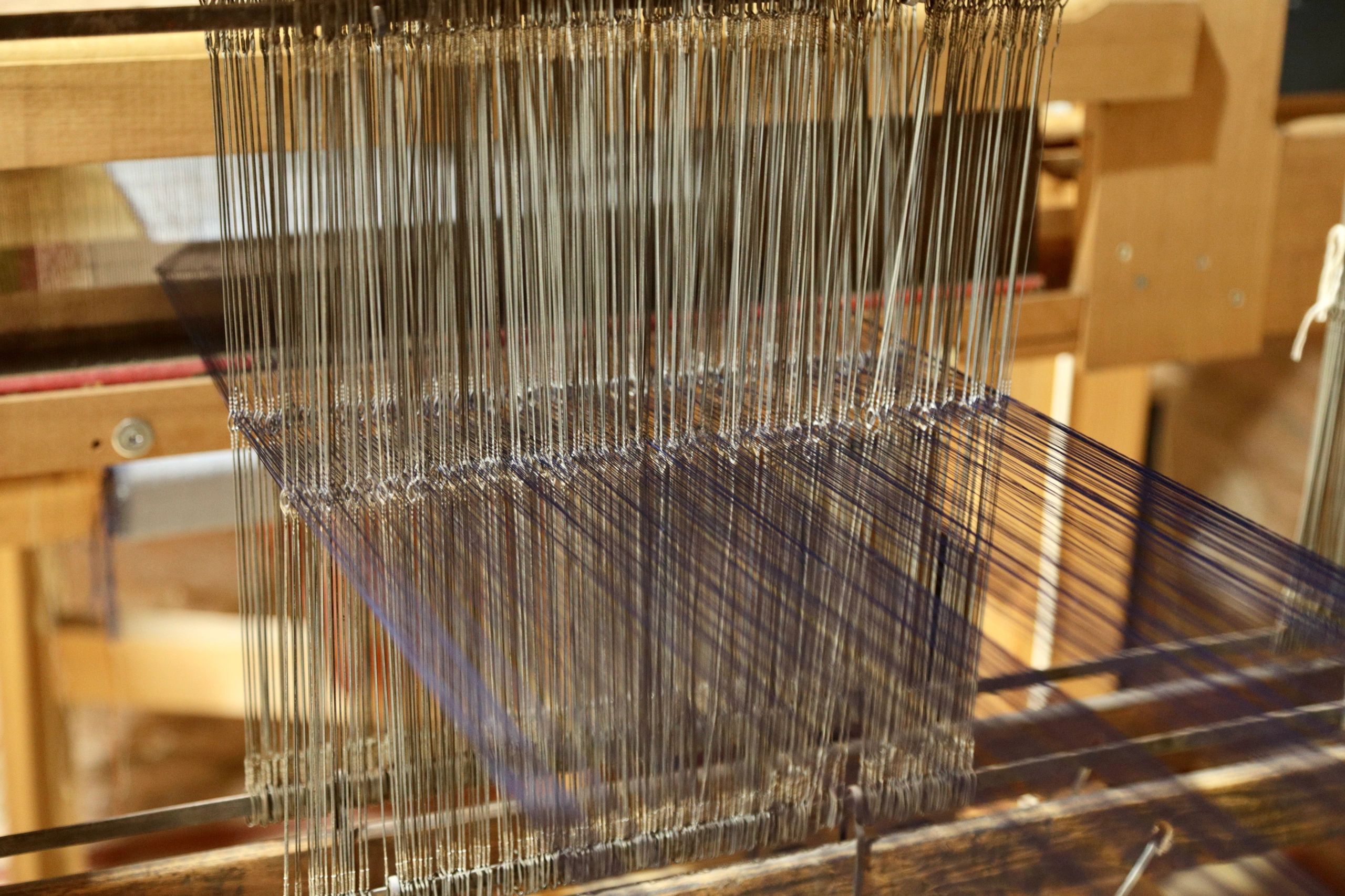 Traditional weaving loom with cotton warp threads