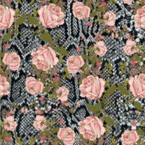Abstract repeating animal pattern. snake skin and rose